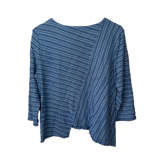 Habitat Womens Top Medium Blue Textured Asymmetrical Blouse 100%‎ Cotton Comfort - Picture 3 of 5